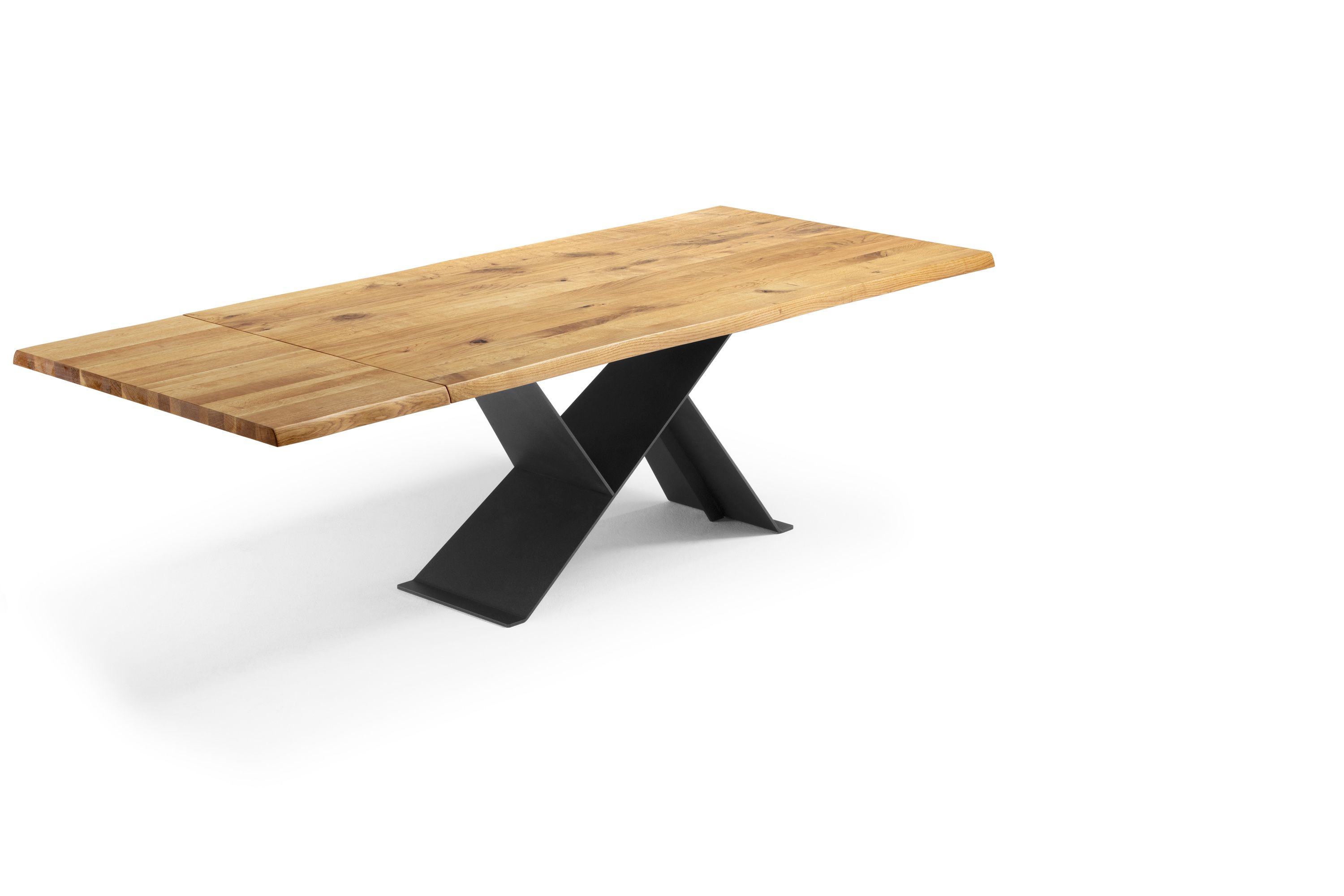 Esstisch mit Ansteckplatten und Metalluntergestell - Esstisch Udine Holz