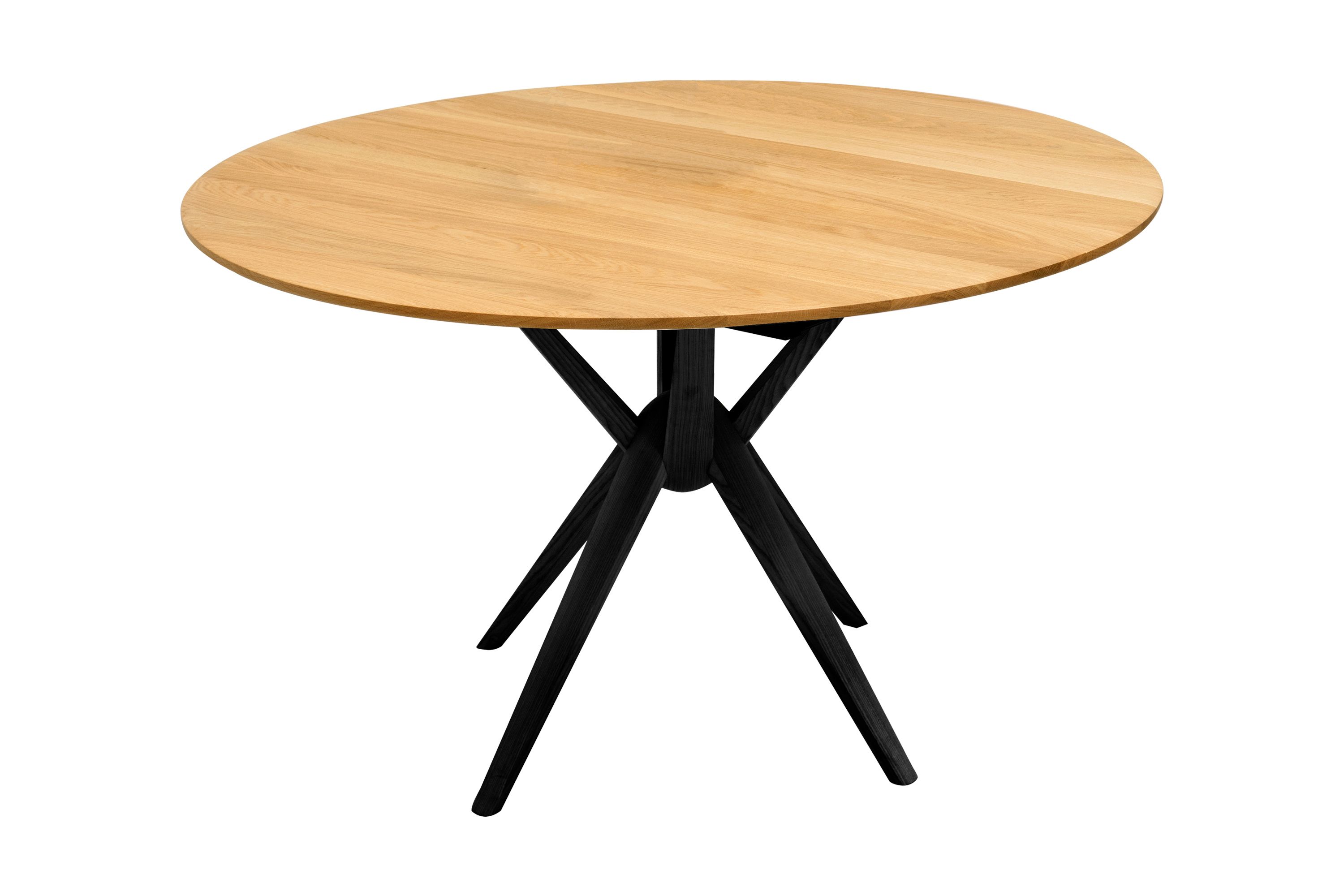 Esstisch Eiche rund ausziehbar mit schwarzen Tischbeinen - Esstisch Gendt 2 rund