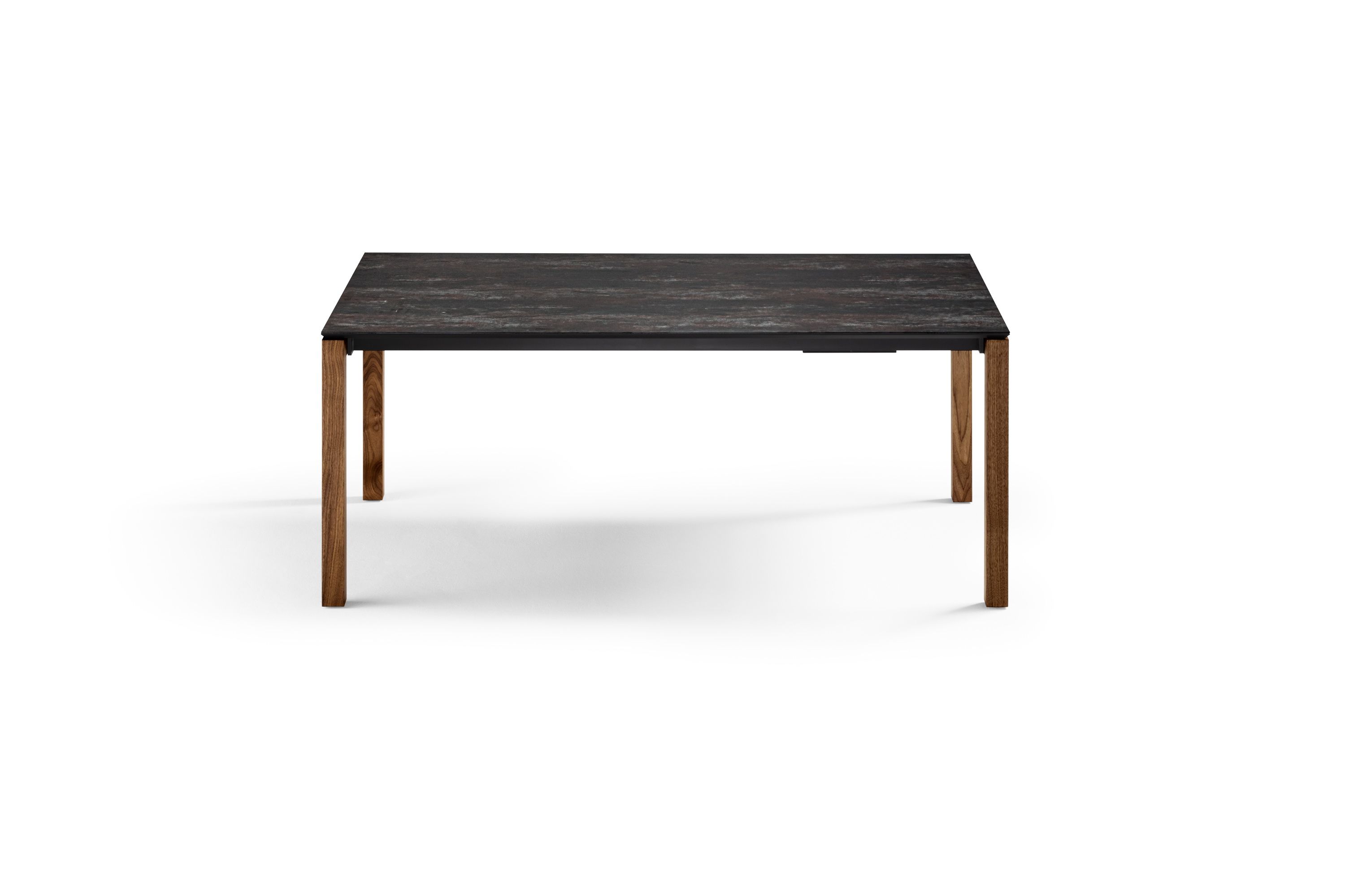 Esszimmertisch ausziehbar mit Nussbaumbeinen und Oxido Tischplatte - Esstisch Bari Keramik Holz